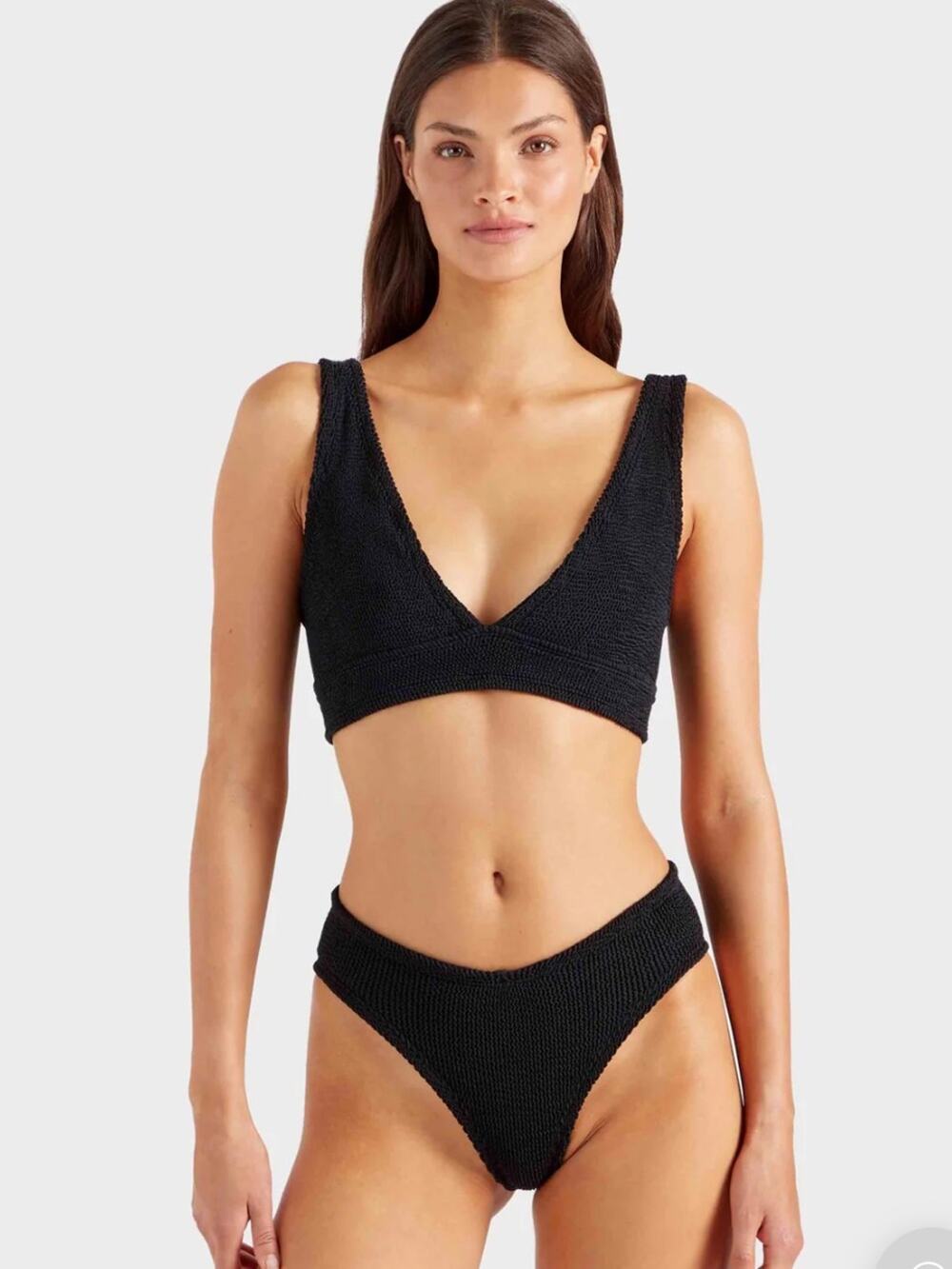 Hunza G Angel Two Piece Bikini Swimsuit in Black NWT OS